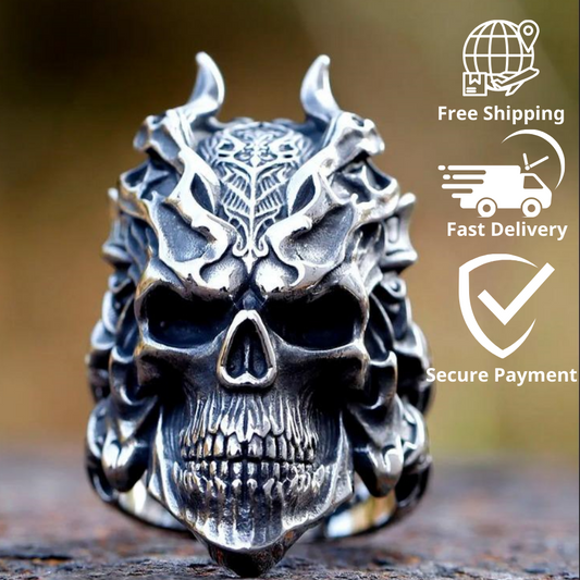 2024 new Punk 316L Stainless Steel Between Good And Evil Skull Ring high quality For Man Movie Collect Jewelry Boyfriend Gift