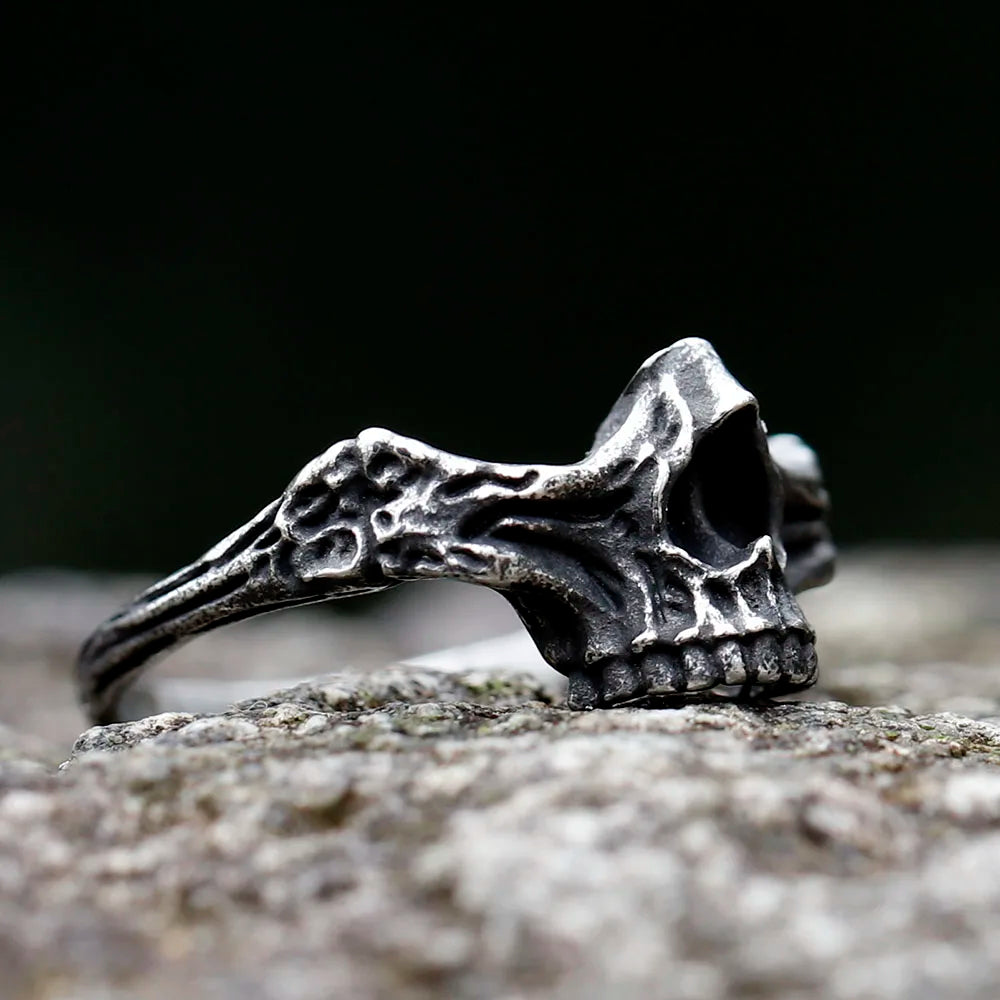 new Vintage Gothic Steel Skull Rings Man Punk Rock Skeleton Men Ring Male Punk Rock Party Jewelry Accessories free shipping